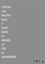 Toutes les fautes quíl y avait dans le monde, je les ai ramassées 